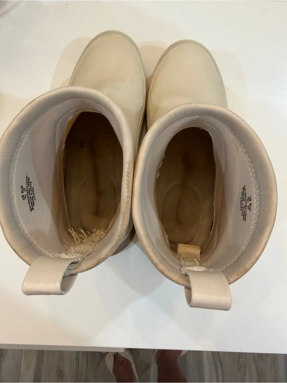 Women’s Beige Ankle Rain Boots - Slip-On Waterproof Chelsea Style